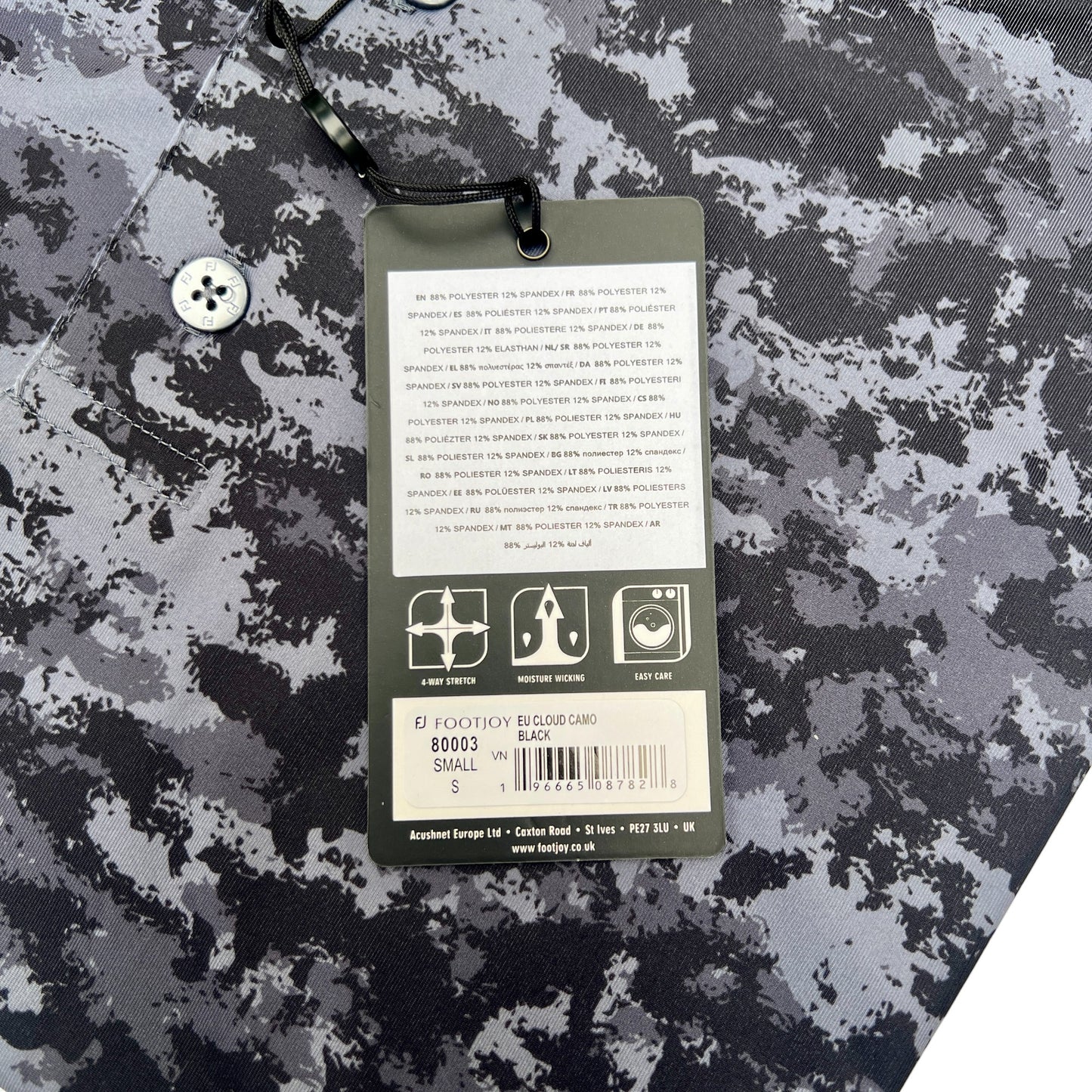 NEW FootJoy Mens Cloud Camo Polo / Black / Size Small